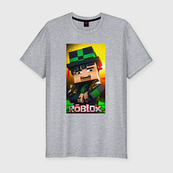 Футболка slim-fit Roblox green man, цвет: меланж