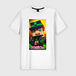 Футболка slim-fit Roblox green man, цвет: белый