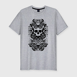 Футболка slim-fit Skull and butterfly - neural network, цвет: меланж