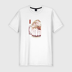 Футболка slim-fit Волна пива на японском, цвет: белый