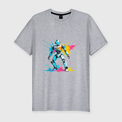 Футболка slim-fit Яркий робот, цвет: меланж
