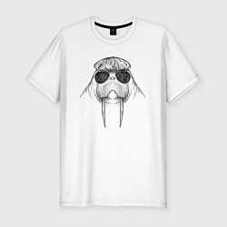 Футболка slim-fit Морж модный, цвет: белый