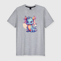 Мужская slim-футболка Cute dragon cat
