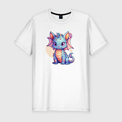 Футболка slim-fit Cute dragon cat, цвет: белый