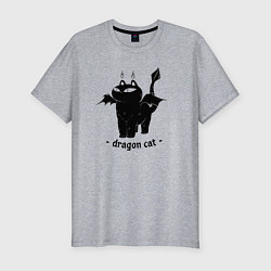 Футболка slim-fit Black dragon cat, цвет: меланж