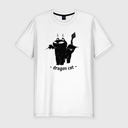 Футболка slim-fit Black dragon cat, цвет: белый