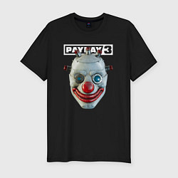 Футболка slim-fit Маска коулрофобия - Payday 3, цвет: черный