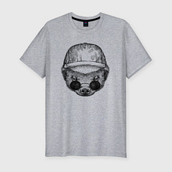 Футболка slim-fit Медоед в кепке и очках, цвет: меланж