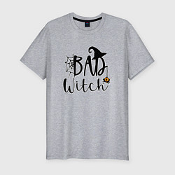 Футболка slim-fit Bad witch хэллоуин шляпа, цвет: меланж