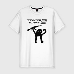 Футболка slim-fit Counter strike 2 мем, цвет: белый