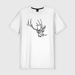 Футболка slim-fit Голова оленя краской, цвет: белый