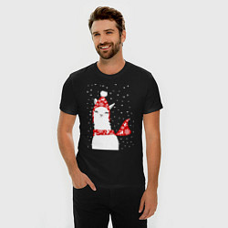 Футболка slim-fit Лама - альпака в шапочке и шарфе, цвет: черный — фото 2