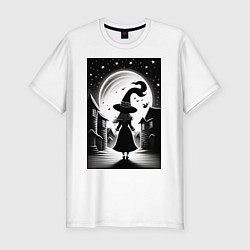 Футболка slim-fit Halloween - маленькая ведьма, цвет: белый