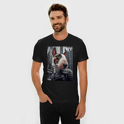 Футболка slim-fit Dude bull terrier in New York - ai art, цвет: черный — фото 2