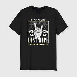 Футболка slim-fit Stay young lost hope, цвет: черный