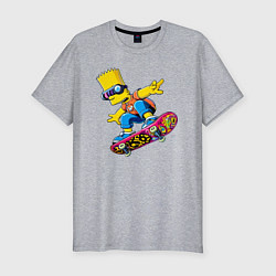 Футболка slim-fit Bart Simpson on a skateboard - extreme, цвет: меланж