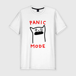 Футболка slim-fit Panic mode - котик, цвет: белый