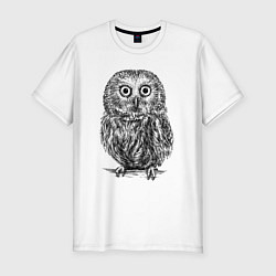 Футболка slim-fit Сова гравюра, цвет: белый