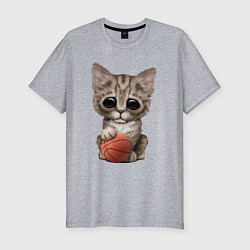 Футболка slim-fit Котик баскетболист, цвет: меланж