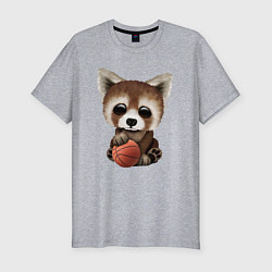 Футболка slim-fit Красная панда баскетболист, цвет: меланж