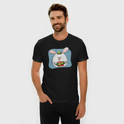 Футболка slim-fit Заяц с подарком, цвет: черный — фото 2