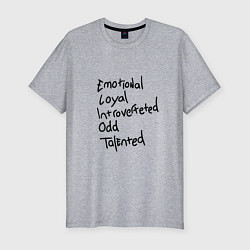 Футболка slim-fit Эмоциональная Верная Интроверт Странная Талантлива, цвет: меланж