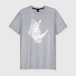 Футболка slim-fit Голова носорога белого, цвет: меланж
