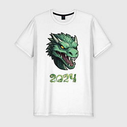 Мужская slim-футболка Красивый дракон 2024