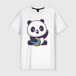 Футболка slim-fit Панда с мячиком, цвет: белый