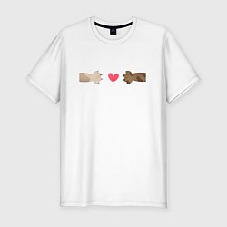 Футболка slim-fit Кошачьи лапки и сердце, цвет: белый