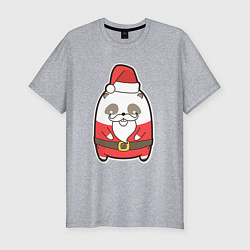 Мужская slim-футболка Панда дед-мороз