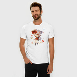 Футболка slim-fit Кли из Геншин Импакт, цвет: белый — фото 2