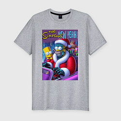 Футболка slim-fit Santa Simpsons New Year - ai art, цвет: меланж