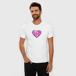 Футболка slim-fit Розовое алмазное сердце, цвет: белый — фото 2