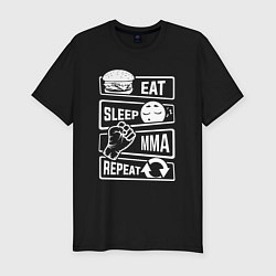 Футболка slim-fit Еда сон mma, цвет: черный