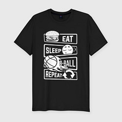 Мужская slim-футболка Еда сон баскетбол
