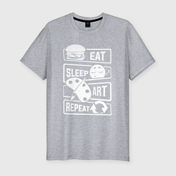Мужская slim-футболка Еда сон искусство