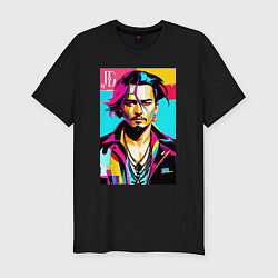 Мужская slim-футболка Джонни Депп - поп арт