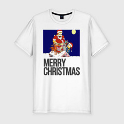 Футболка slim-fit Merry Christmas Simpsons, цвет: белый