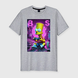 Футболка slim-fit Bart Simpson - cool gamer, цвет: меланж