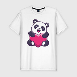 Футболка slim-fit Сердце панды, цвет: белый