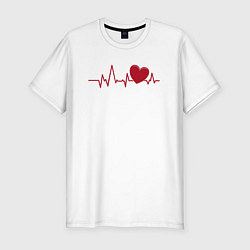 Футболка slim-fit Сердце и электрокардиограмма: символ здоровья и лю, цвет: белый