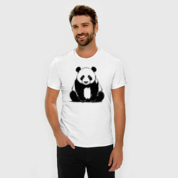 Футболка slim-fit Грустная панда сидит, цвет: белый — фото 2