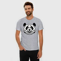 Футболка slim-fit Чёрно-белая голова панды с оскалом, цвет: меланж — фото 2