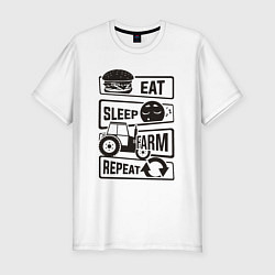 Футболка slim-fit Есть спать ферма, цвет: белый
