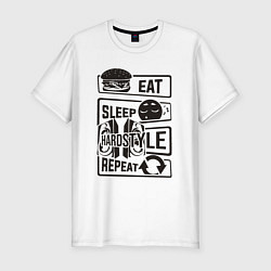 Футболка slim-fit Eat sleep hardstyle, цвет: белый