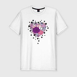 Футболка slim-fit Цветы бабочки, цвет: белый