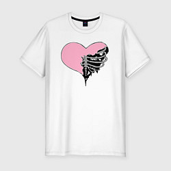 Футболка slim-fit Сердце скелет, цвет: белый