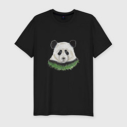 Футболка slim-fit Медведь панда, цвет: черный