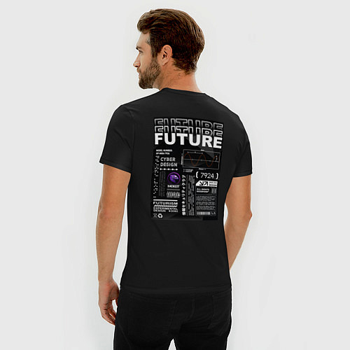 Мужская slim-футболка Future - hackset / Черный – фото 4